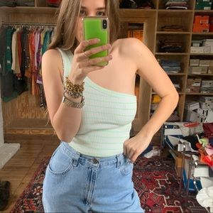 Urban outfitters one shoulder ribbed striped tank